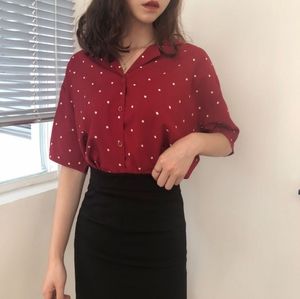 New | Satin Relaxed Short-Sleeve Blouse.